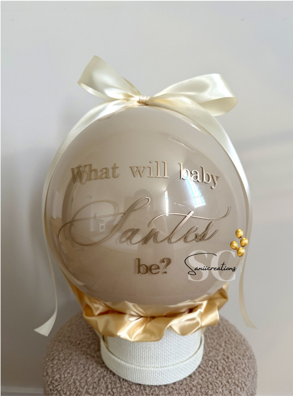 Luxe Gender Reveal Pop Ballon met Satijnen Strik | Gepersonaliseerde Ballon voor Babyshower & Gender Reveal