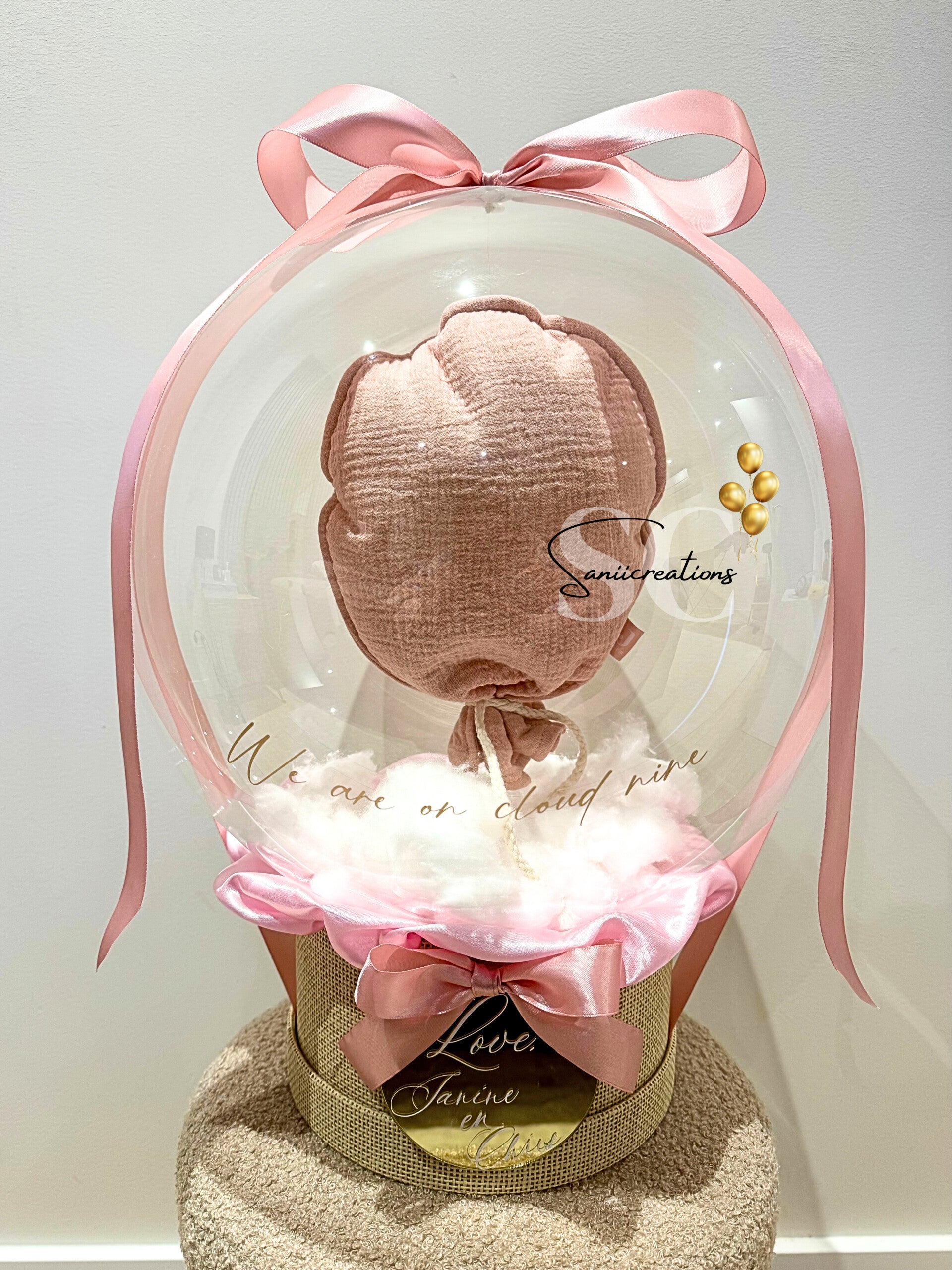 Gepersonaliseerde Bobo ballon met Gepersonaliseerde Stoffen Jollein ballon
