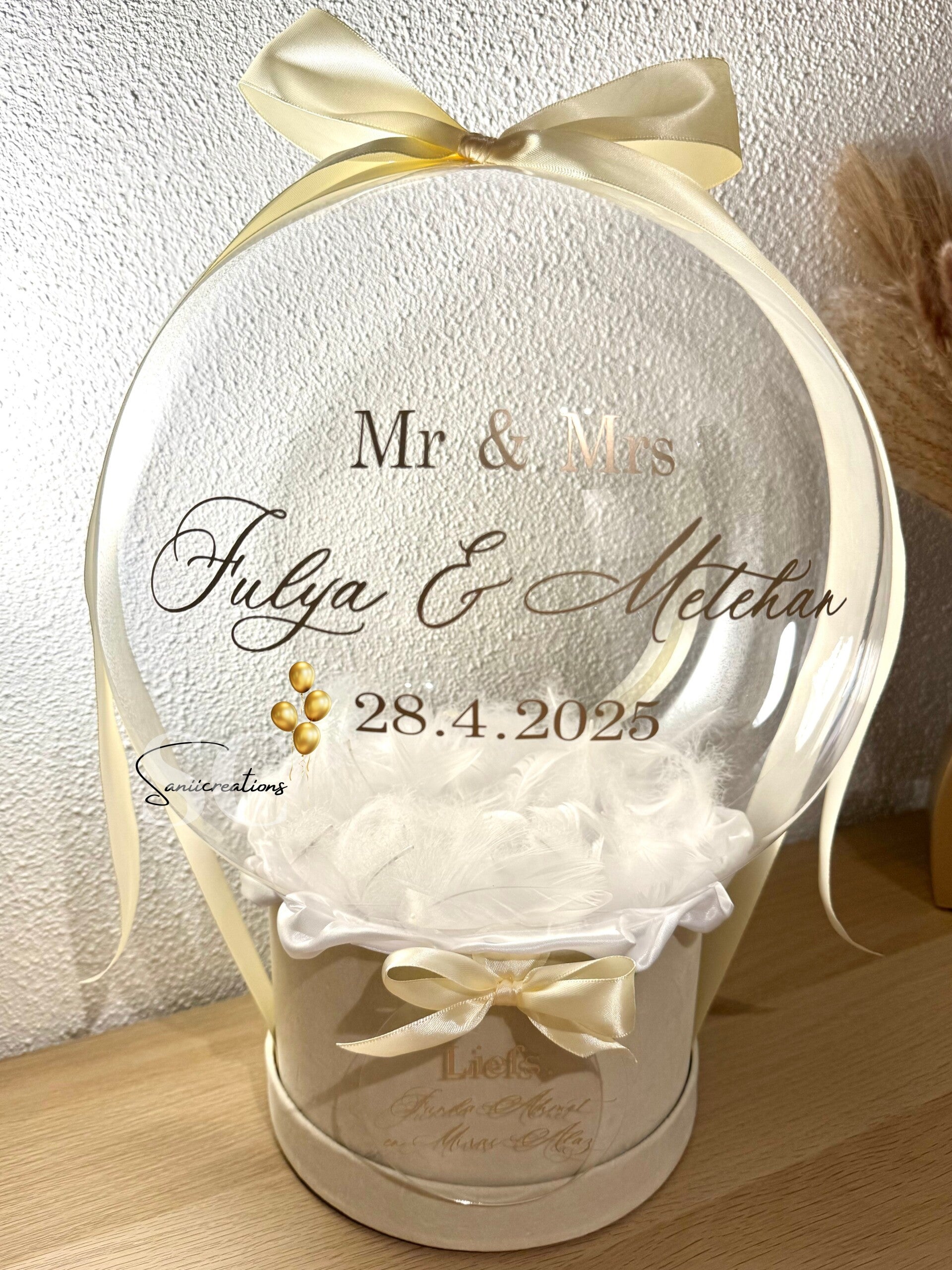 Gepersonaliseerde Mr & Mrs Ballon – Luxe Huwelijkscadeau met Namen en Trouwdatum