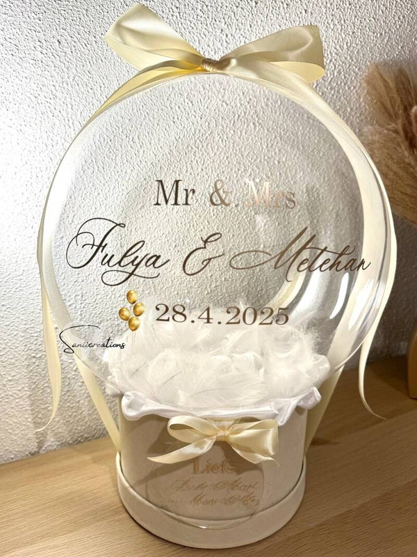 Gepersonaliseerde Mr & Mrs Ballon – Luxe Huwelijkscadeau met Namen en Trouwdatum
