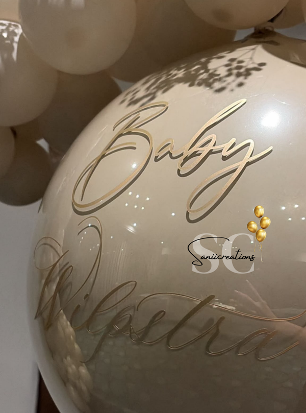 Gender Reveal Prikballon met Gouden Tekst | Gender Reveal Ballon