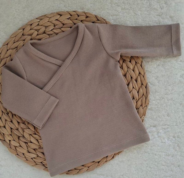 Overslagshirtje rib donker beige