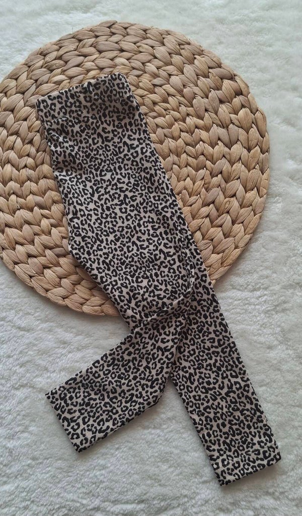 Legging/flared panterstof zwart/beige