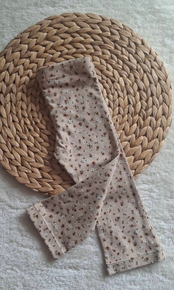 Legging/flared  kleine bloemen beige
