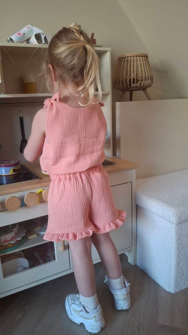 Paperwaist broekje zalmroze