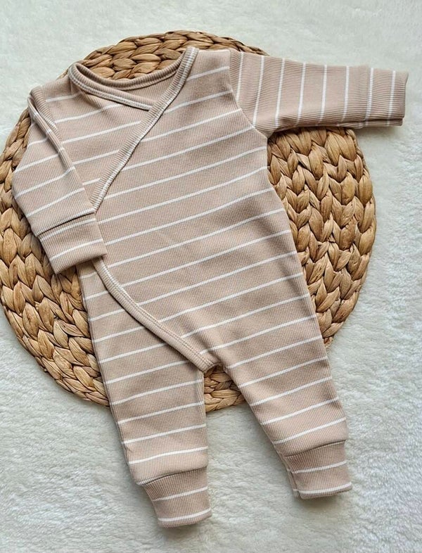 Boxpakje beige streep