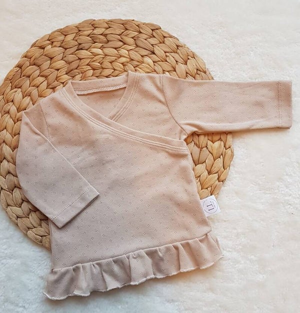 Overslagshirtje pointelle licht beige