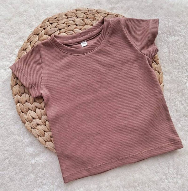 T- shirt rib klei roze