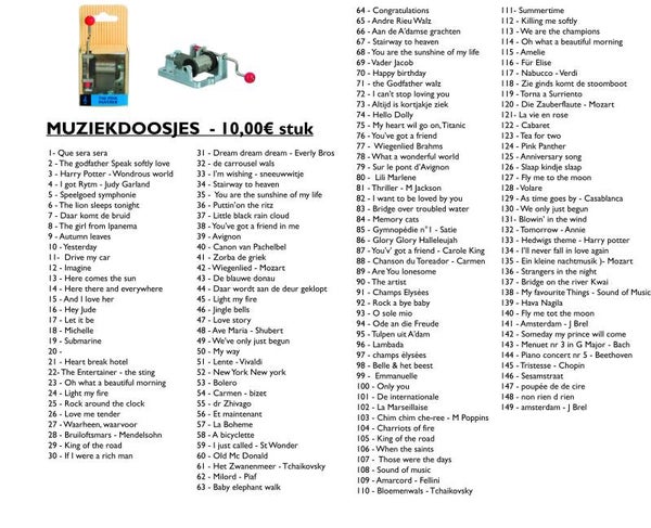 muziekdoosjes op bestelling