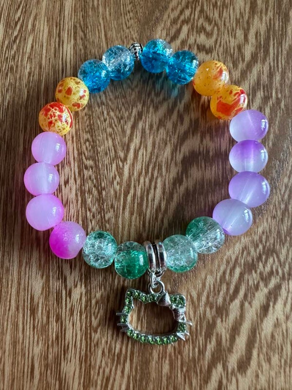 Bracelet Élastique En Verre Hello Kitty!