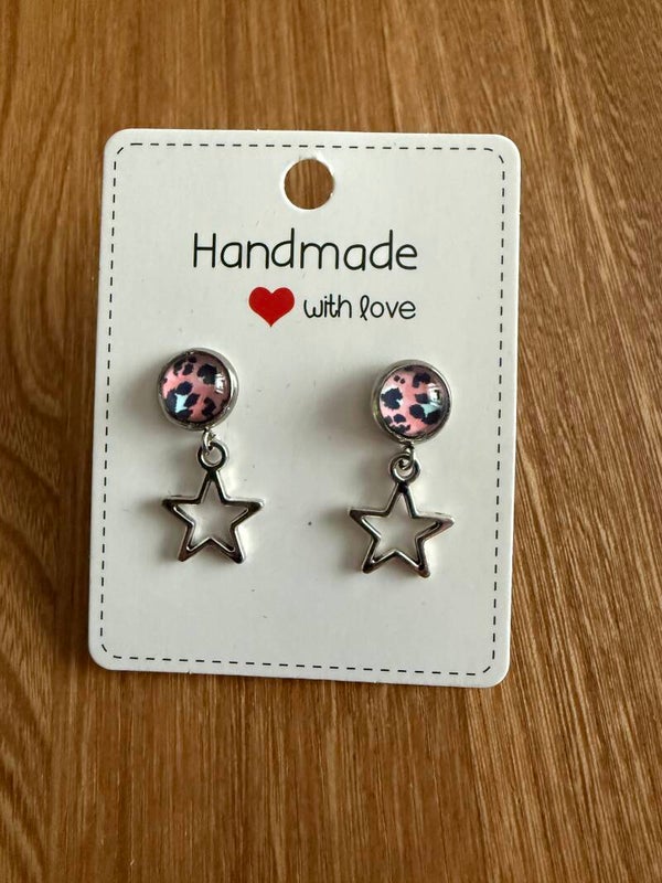 Boucles d’oreilles Hypoallergène Avec Cabochon et Étoiles