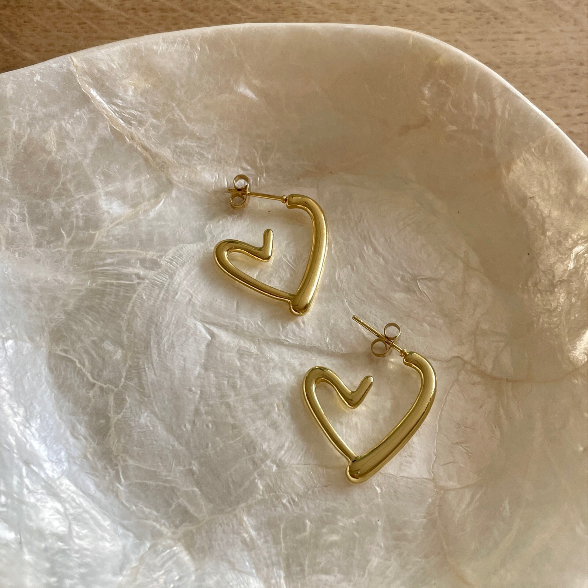Gouden Hart Oorbellen – 304 Stainless Steel | Waterproof & Long-Lasting Gold Plated | Elegant & Chic Style