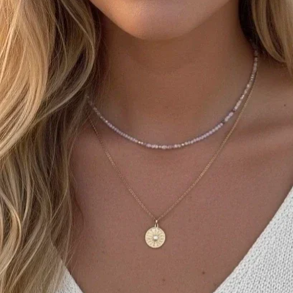Boho Kralenketting Roze/Wit | 316L Stainless Steel Waterproof Dames Ketting