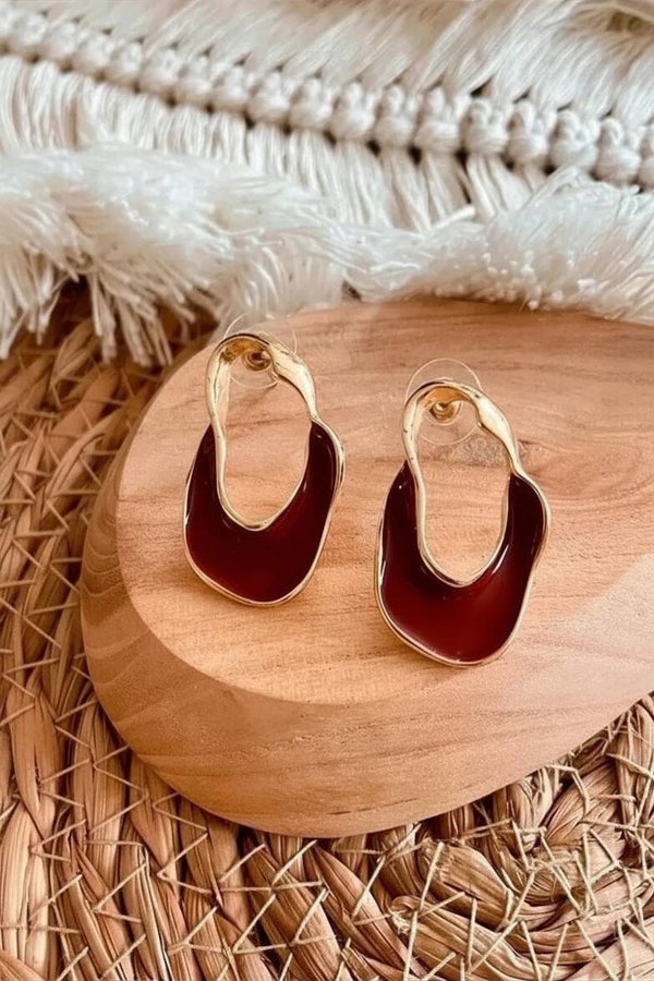 Wijnrode Oorbellen – Elegante Bordeaux Sieraden | Lichtgewicht Minimalistische Ear Jewelry