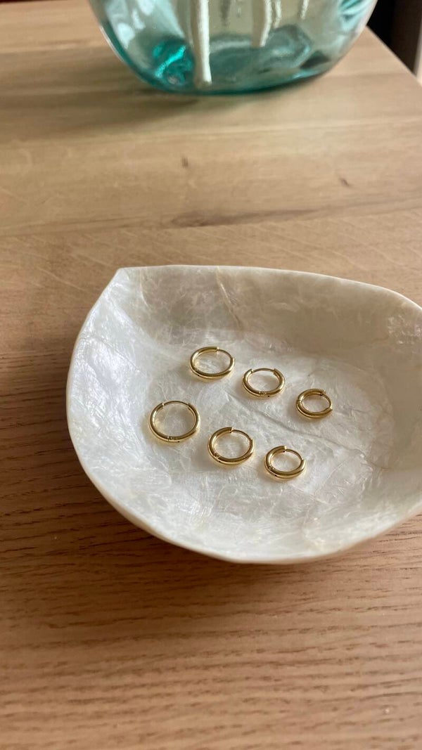 3-delige set gladde ronde creolen – tijdloze basic in goudkleurig staal