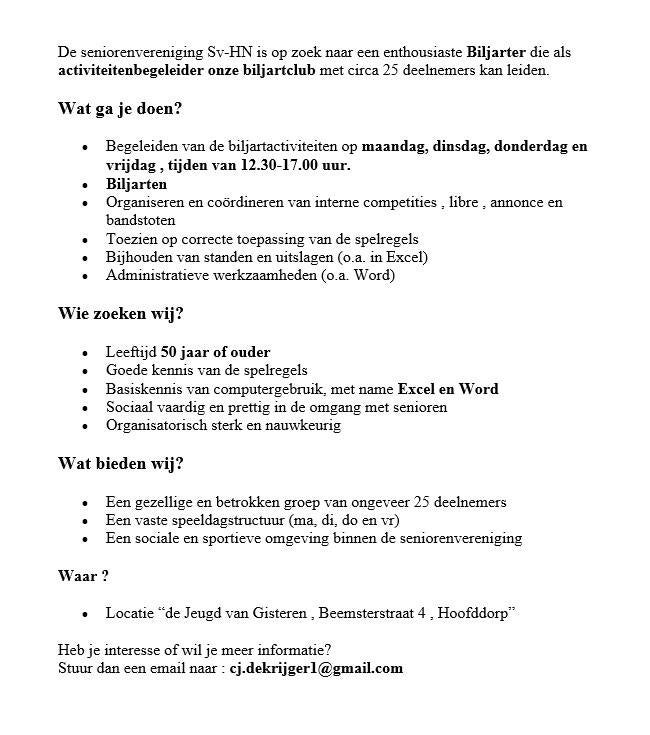 Biljart begeleider