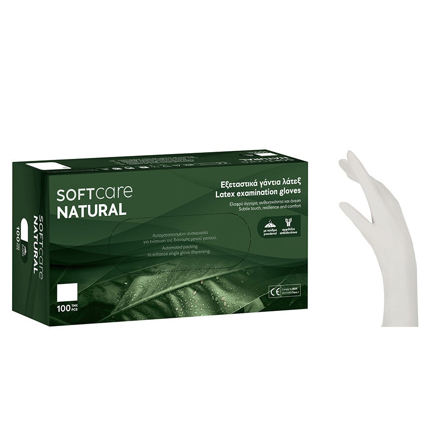 Γάντια Latex Soft Care NATURAL με πούδρα - λευκά