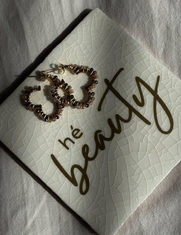 clover beads oorbellen