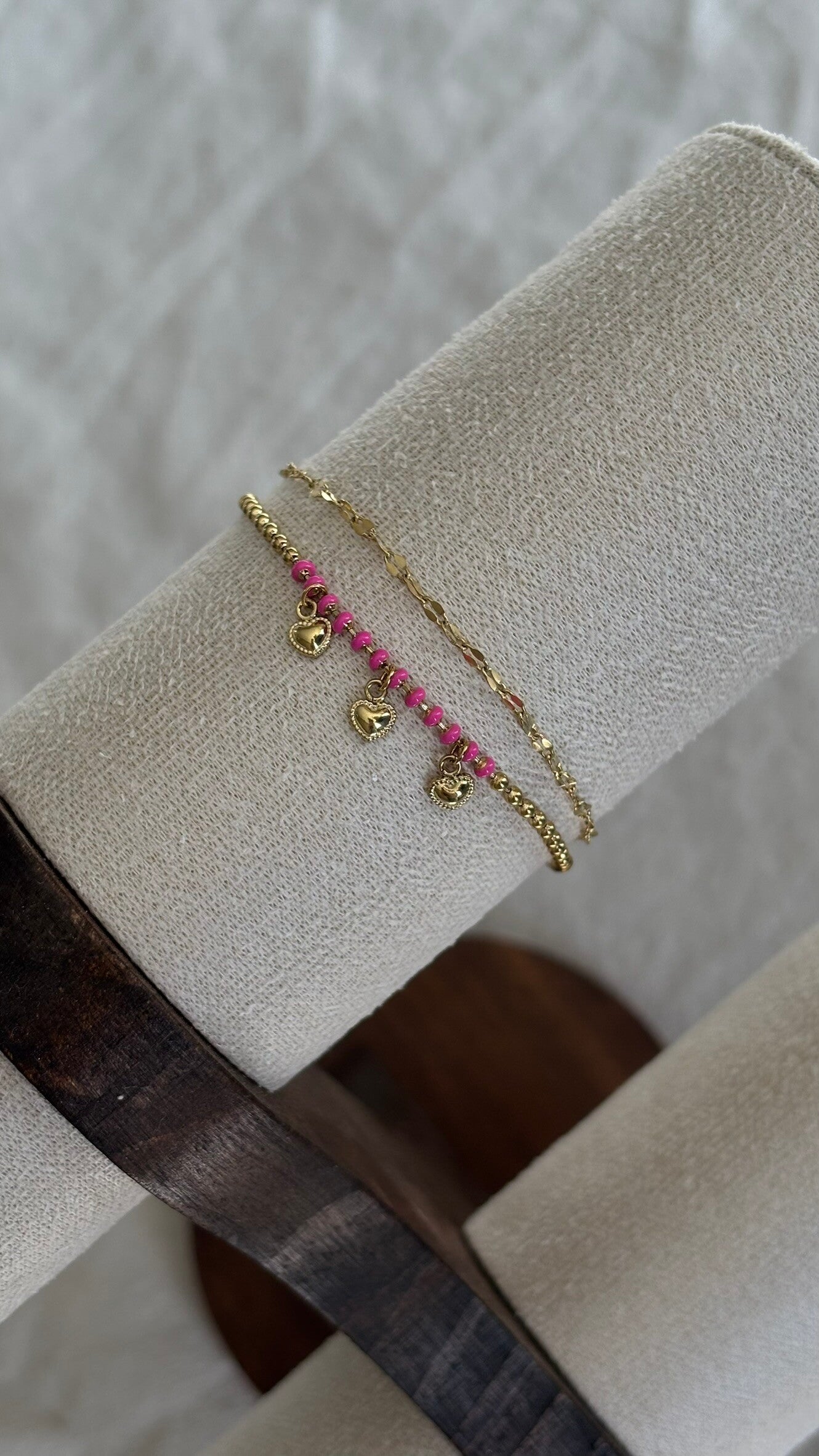 Dubbele armband met roze