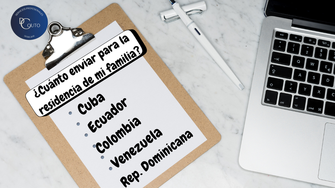 Envios de dinero para aplicar a la residencia de familiar de ciudadano español