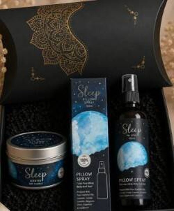 Pakket Sleep pillow spray met kaarsje in blik