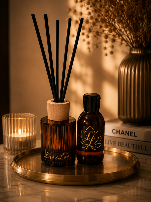 LuxeLoe geurdiffuser met 150ml parfumolie. AMBER
