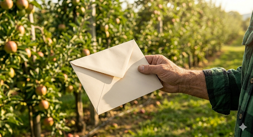 Der Pfalzschnibbler überreicht ein Zertifikat für den absolvierten Obstbaumschnittkurs