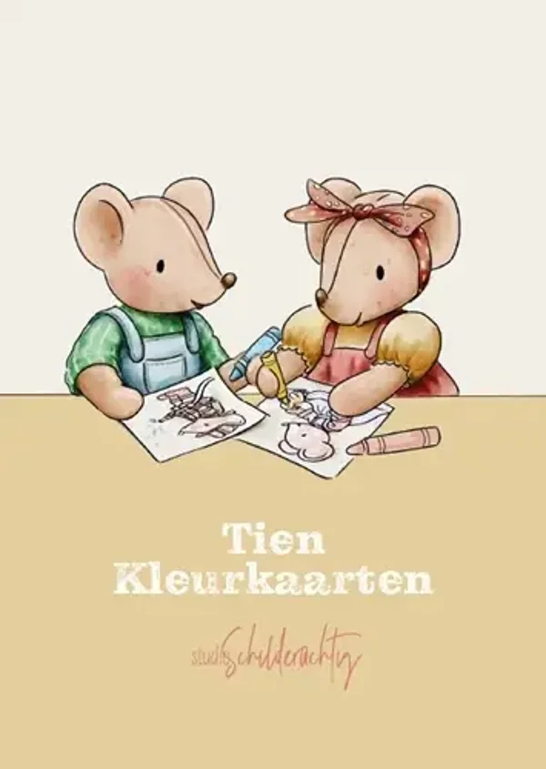 Tien kleurkaarten muisjes geel