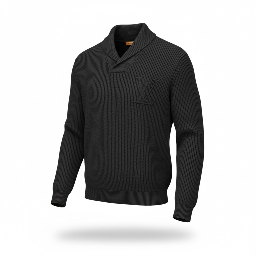 Louis Vuitton Black Monogram Shawl Sweater