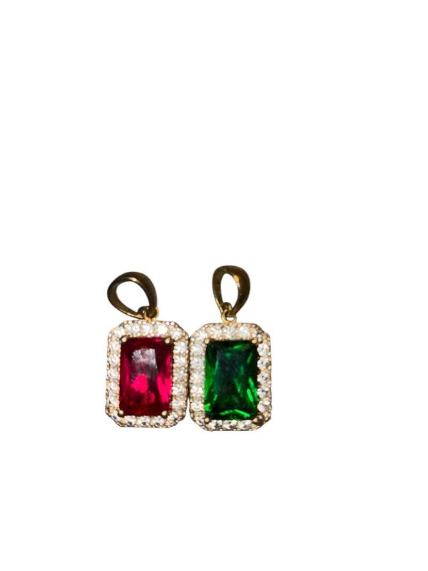 Red & Green Gemstone Pendants