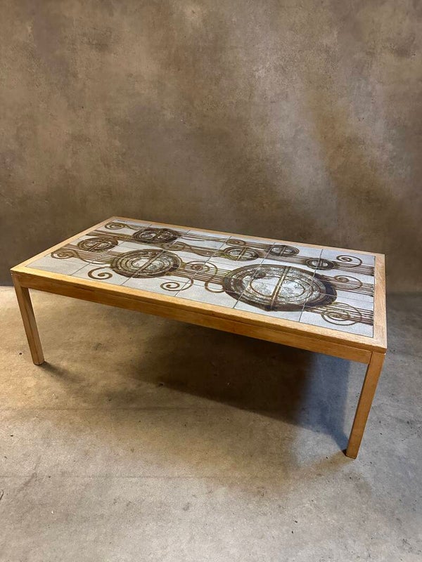 Danish coffee table with stone L Hiorth