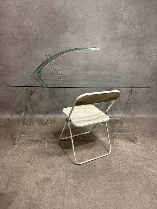 Glass and lucite desk France