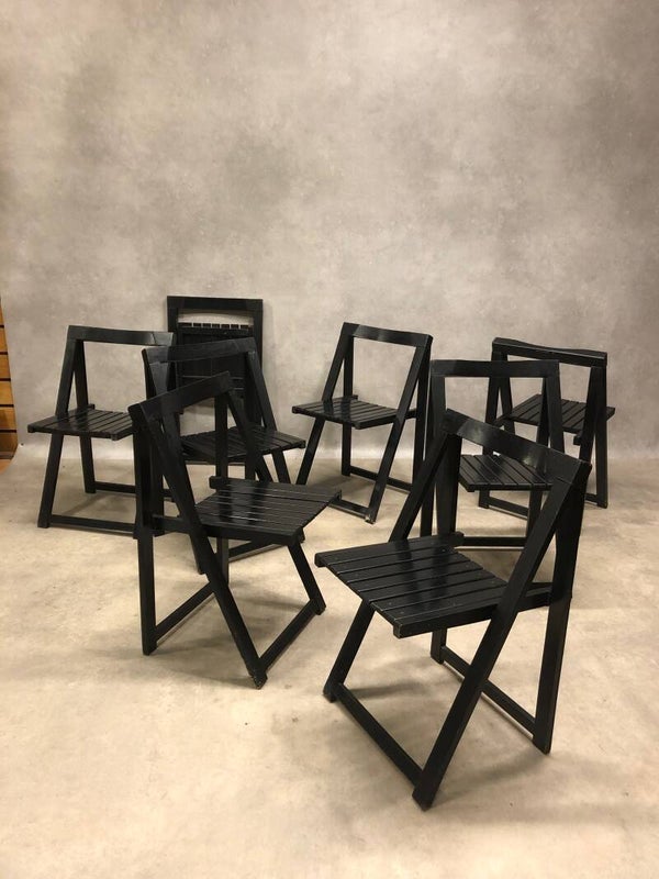 8x Vintage folding chairs design Aldo Jacober for Alberto Bazzani