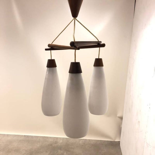 Fifties lamp teak and glass