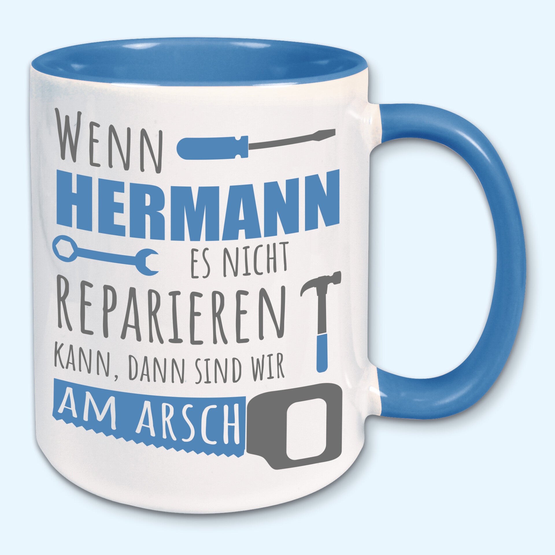 Tasse, Kaffeebecher, personalisiert mit Namen, Wenn ... es nicht reparieren kann