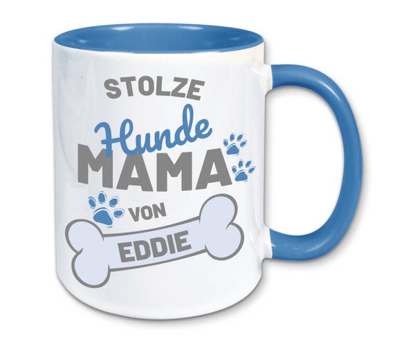 Tasse Kaffeebecher stolze Hunde Mama personalisiert mit Namen