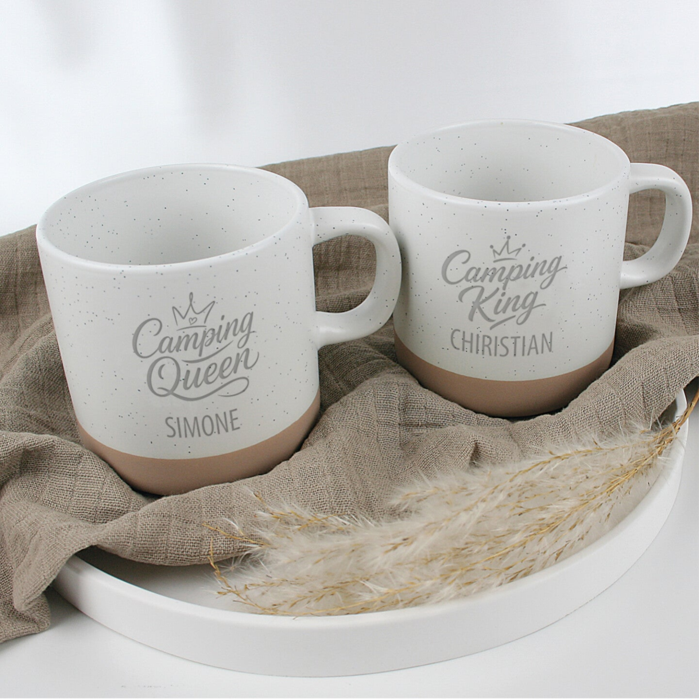 Gravierte Tasse Camping Queen Camping King personalisert mit Namen