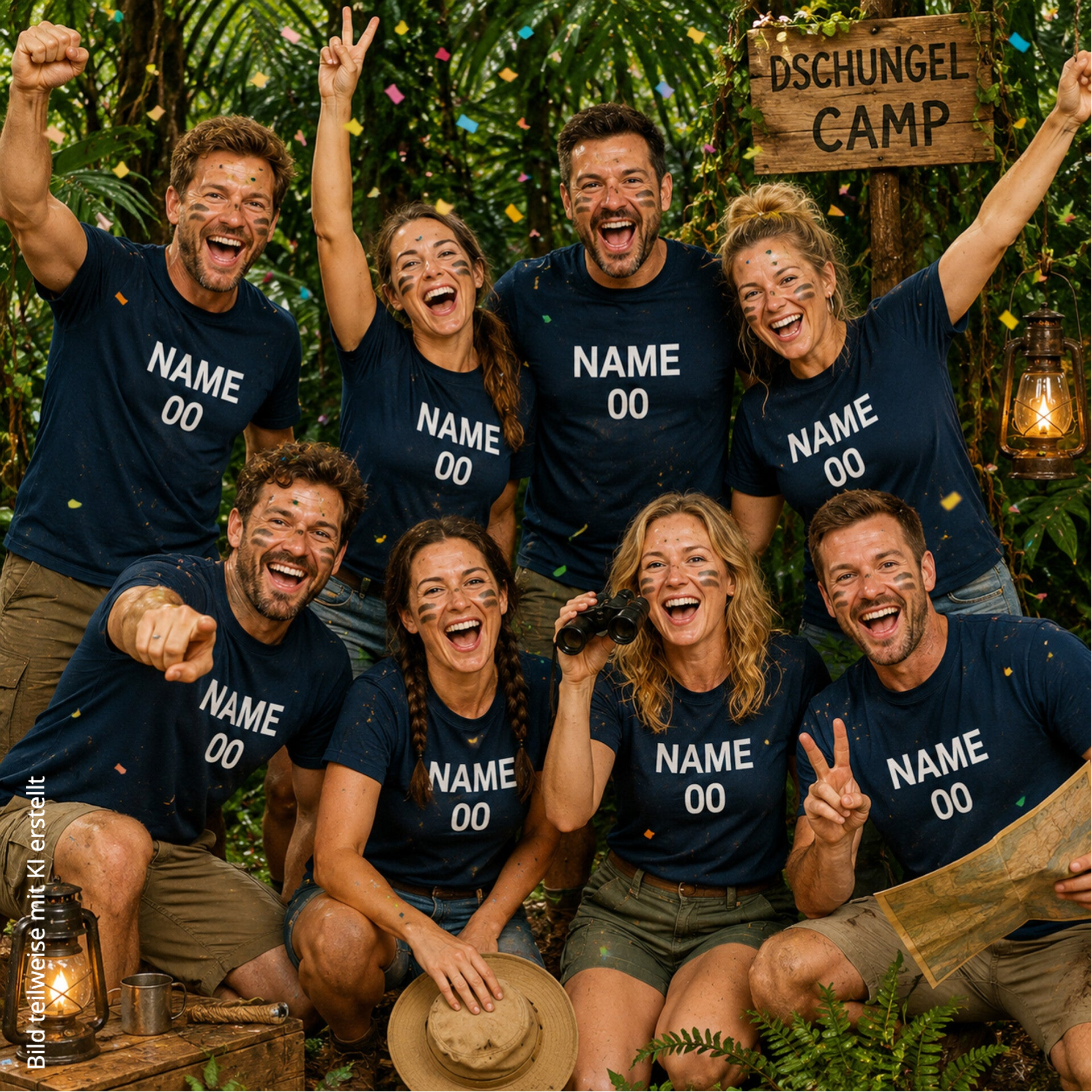 DAMEN T-Shirt Dschungelcamp Wunschname und Nr.