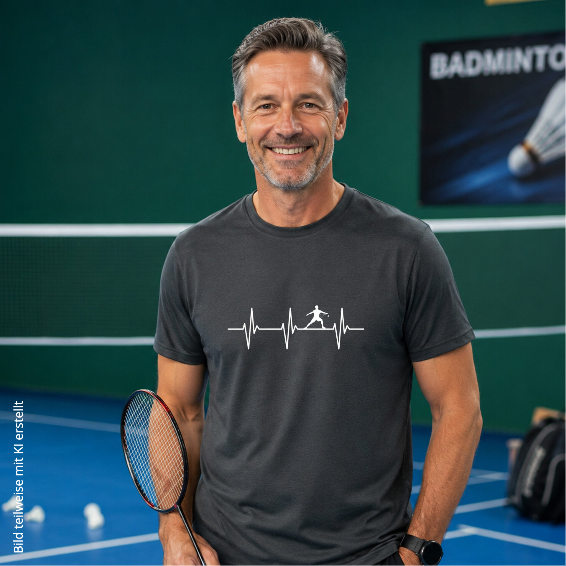 T-Shirt Herzschlag Badminton