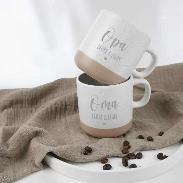 Personalisierte Tasse mit Gravur Mama Papa – Geschenkidee