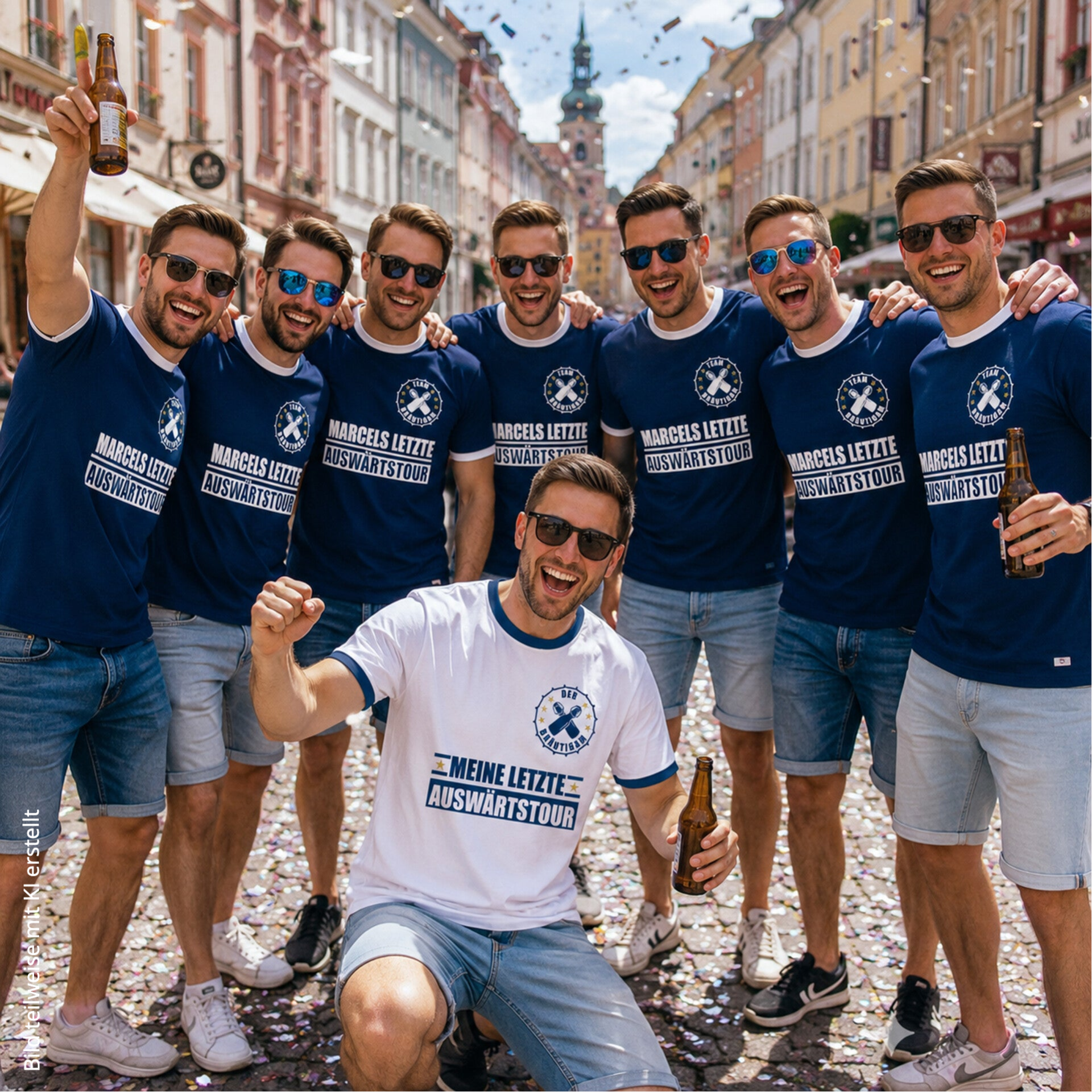 T-Shirt Trikot Retro-Shirt, JGA Auswärtstour, Junggesellenabschied personalisiert