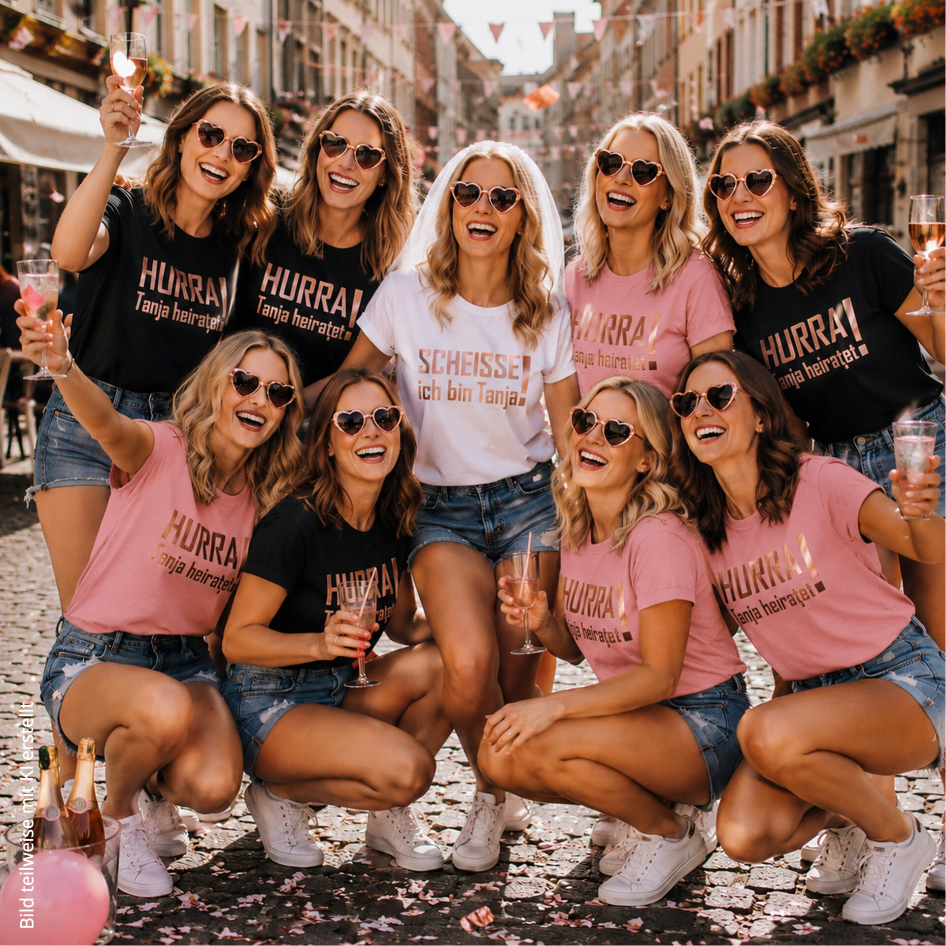 T-Shirt Damen Hurra ... heiratet personalisiert Junggesellinnenabschied