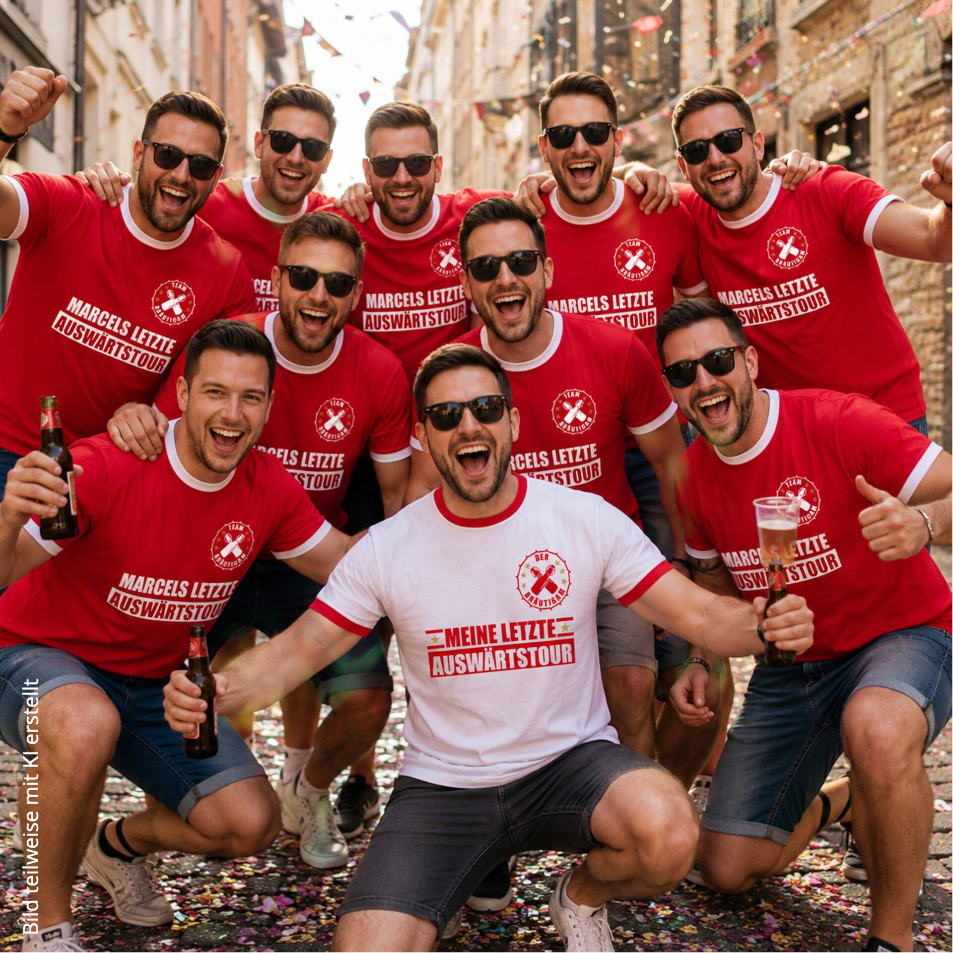 T-Shirt Trikot Retro-Shirt, JGA Auswärtstour, Junggesellenabschied personalisiert