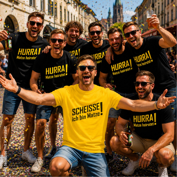 Herren JGA T-Shirt Hurra ... heiratet personalisiert