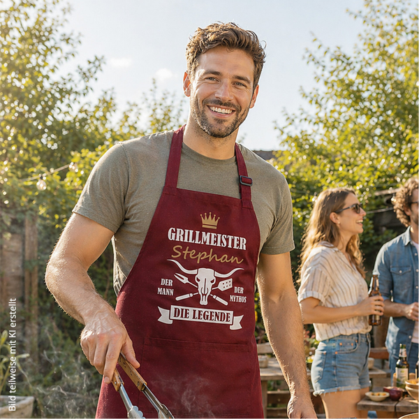 Schürze Grillmeister personalisiert mit Namen