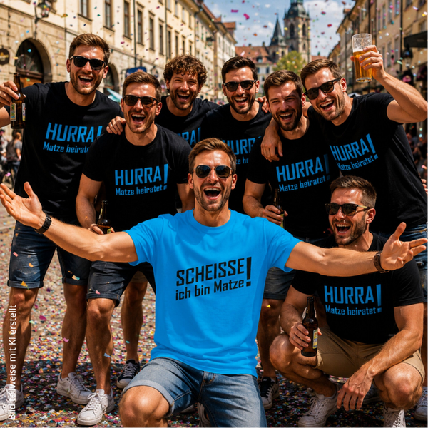 Herren JGA T-Shirt Hurra ... heiratet personalisiert