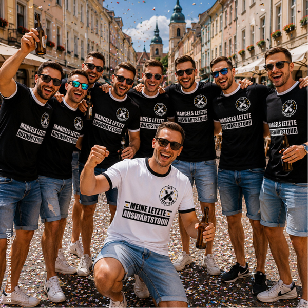 T-Shirt Trikot Retro-Shirt, JGA Auswärtstour, Junggesellenabschied personalisiert