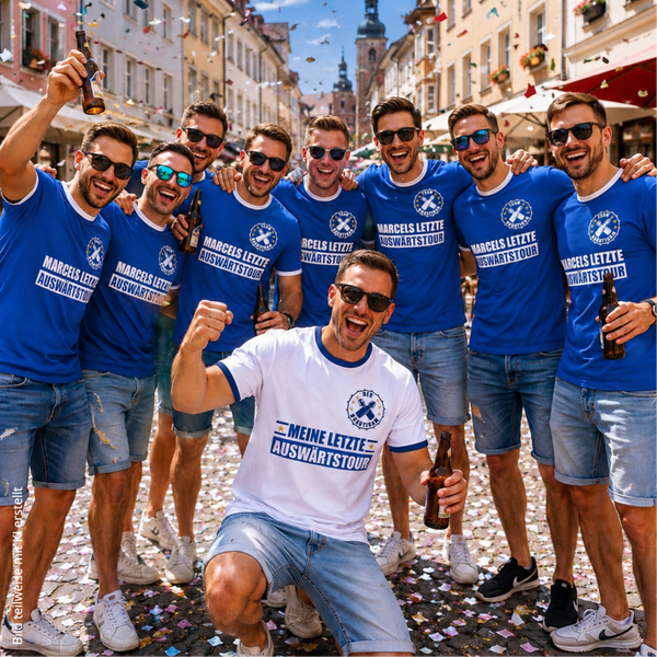 T-Shirt Trikot Retro-Shirt, JGA Auswärtstour, Junggesellenabschied personalisiert