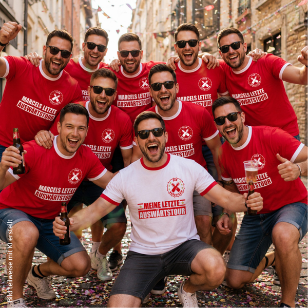 T-Shirt Trikot Retro-Shirt, JGA Auswärtstour, Junggesellenabschied personalisiert