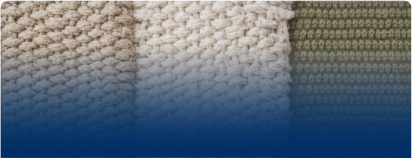 Drei Strickstoffe in Farbe Oliv + Sand + Off-White